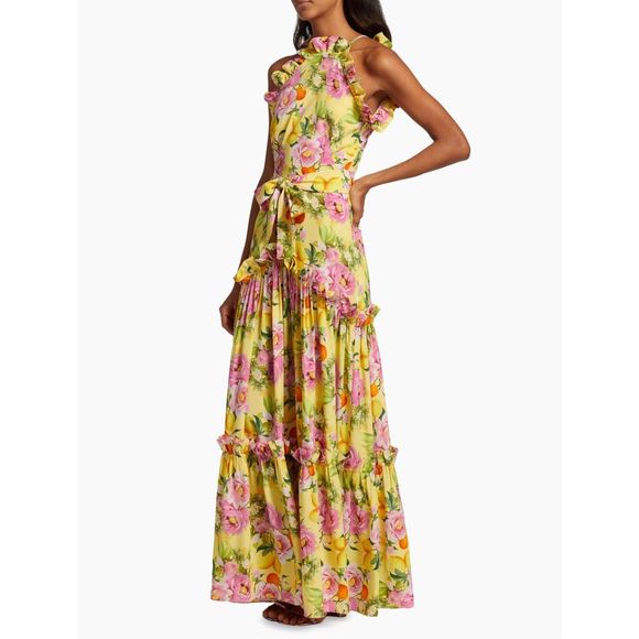 Borgo de Nor Tatiana Teired Silk Halter Gown US 12 $1272 - Picture 3 of 12